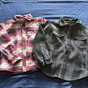 Cozy Kids Plaid and Gray Button-Down Shirts/Shackets
